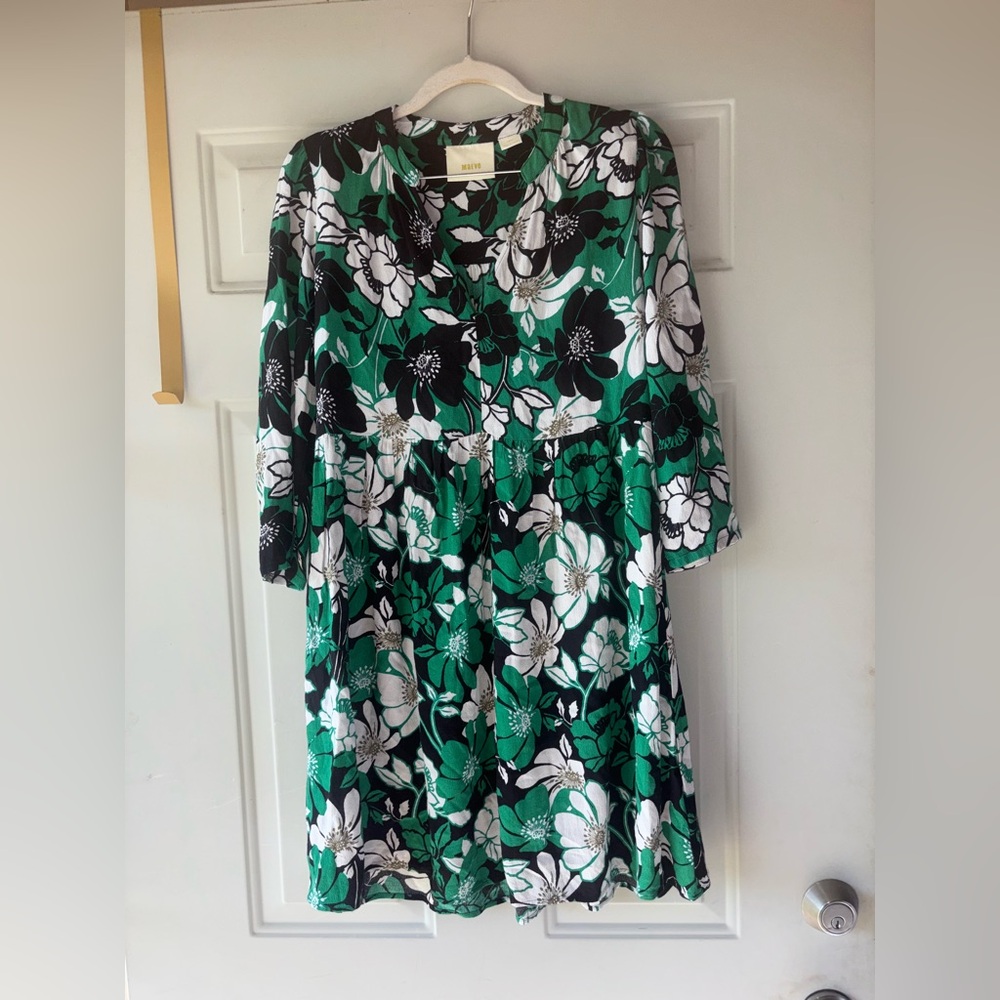 Maeve Anthropologie green Juno floral dress size XS